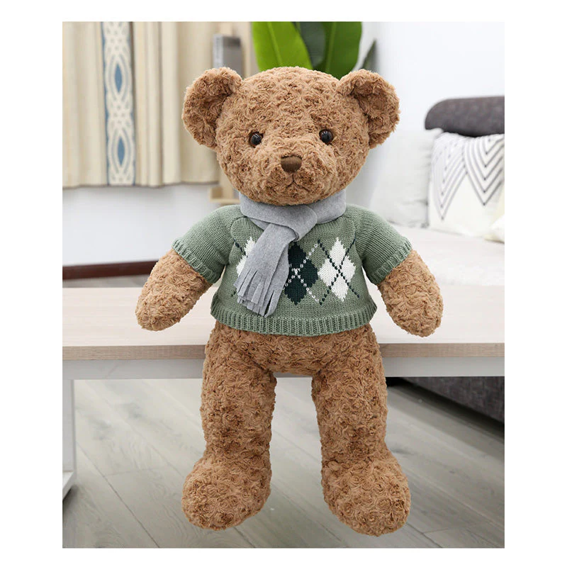 23" Scarf Sweater Teddy Bear - Chocolate - Image 5