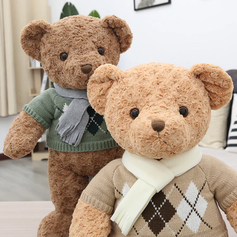 28" Scarf Sweater Teddy Bear - Chocolate - Image 4