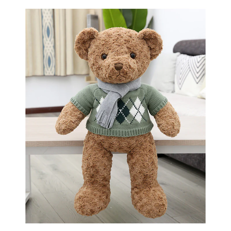 28" Scarf Sweater Teddy Bear - Chocolate - Image 5
