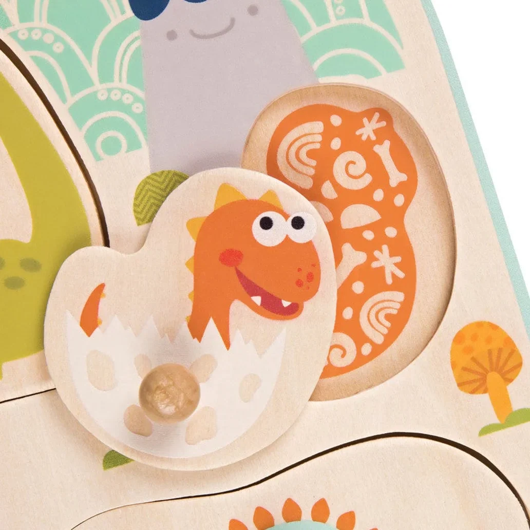 B. Stamping Dinos Wooden Puzzle (8pc) - Image 2