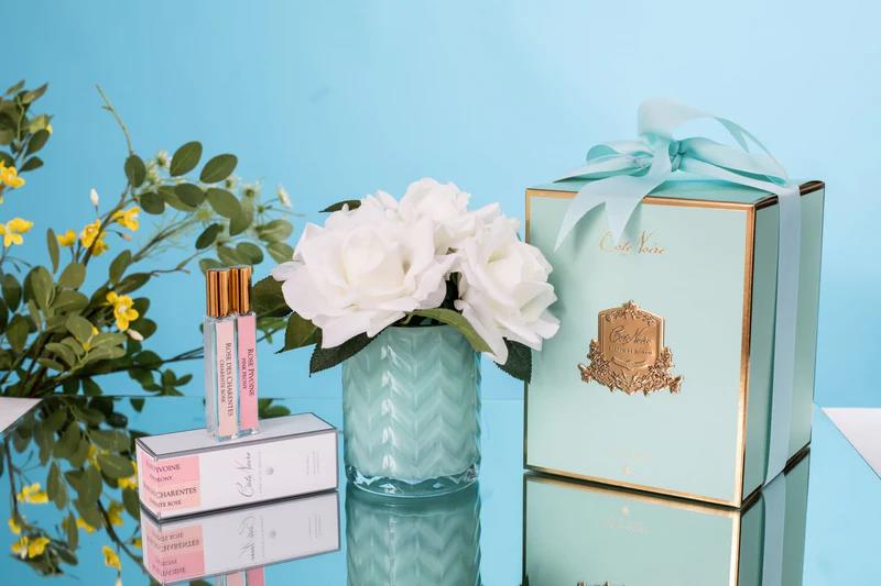 COTE NOIRE - HERRINGBONE FLOWER JADE - WHITE ROSES - HCF51 - Image 3