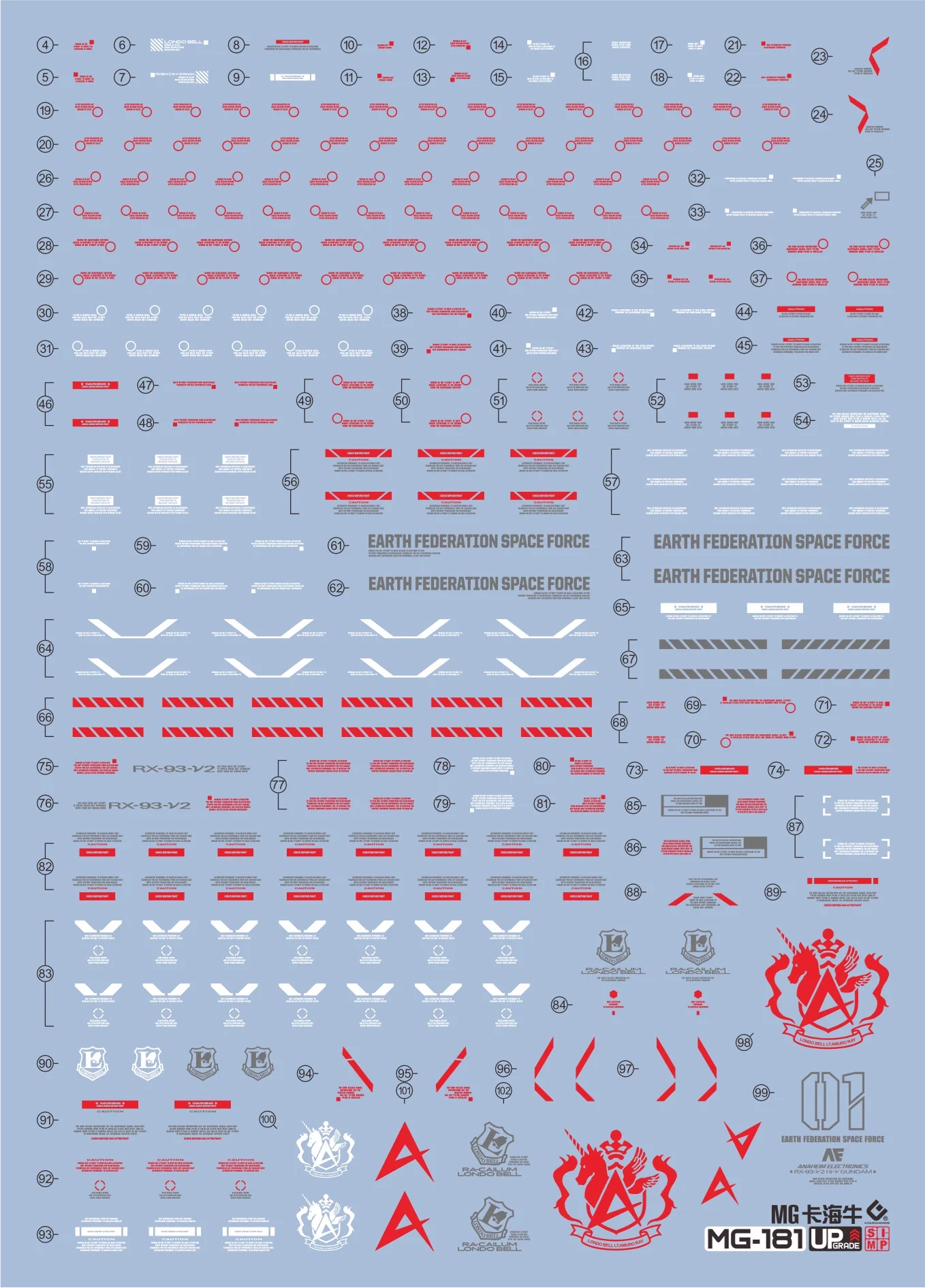 GUNDAM DECAL 181 MG 1/100 Hi-NU GUNDAM Ver.Ka - Image 2