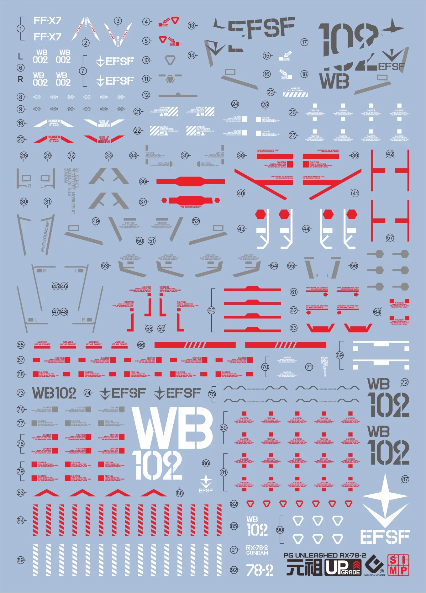 GUNDAM DECAL PG UNLEASHED 1/60 RX-78-2 GUNDAM - Image 2