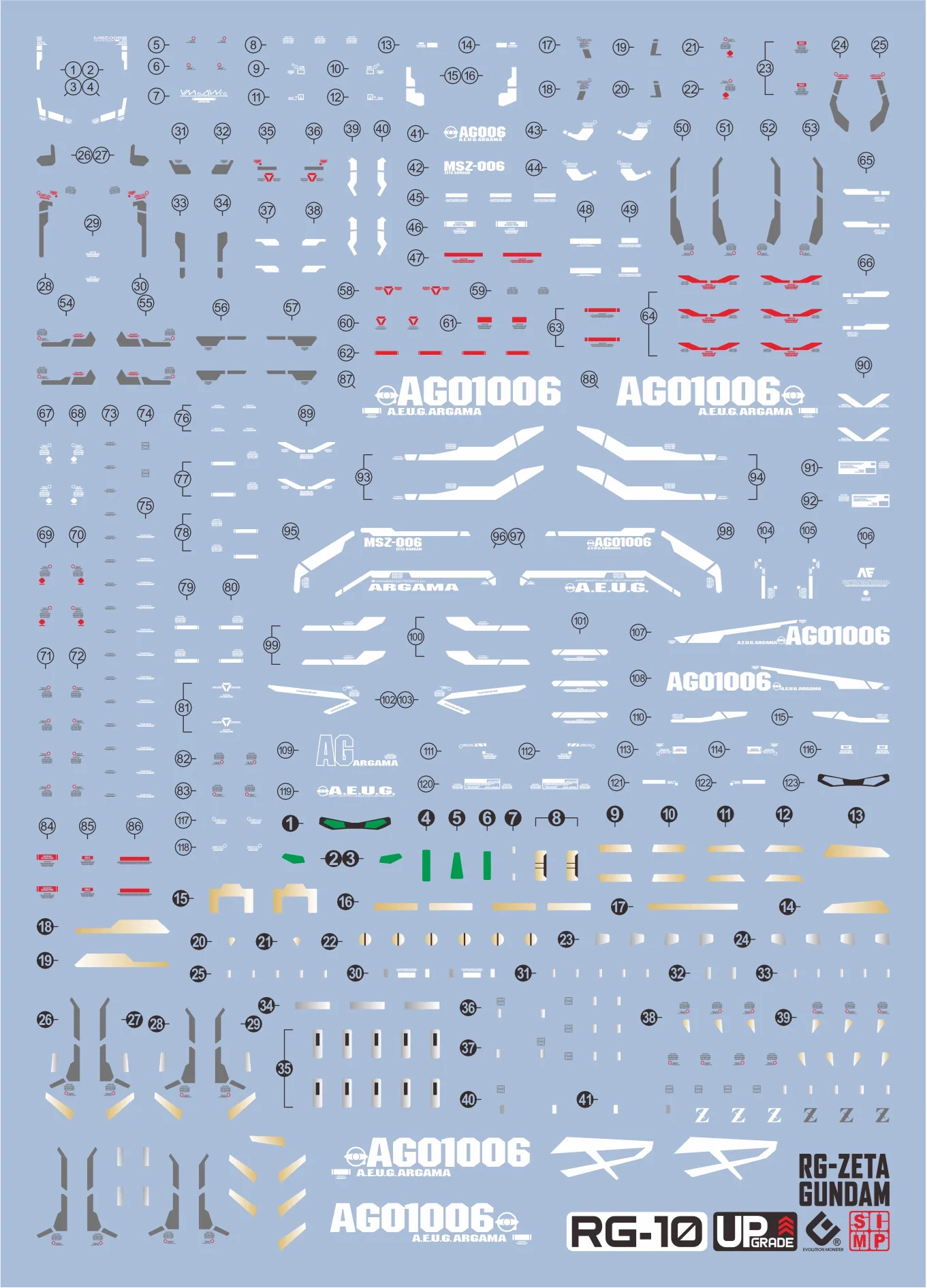 GUNDAM DECAL 10 RG 1/144 ZETA GUNDAM - Image 2
