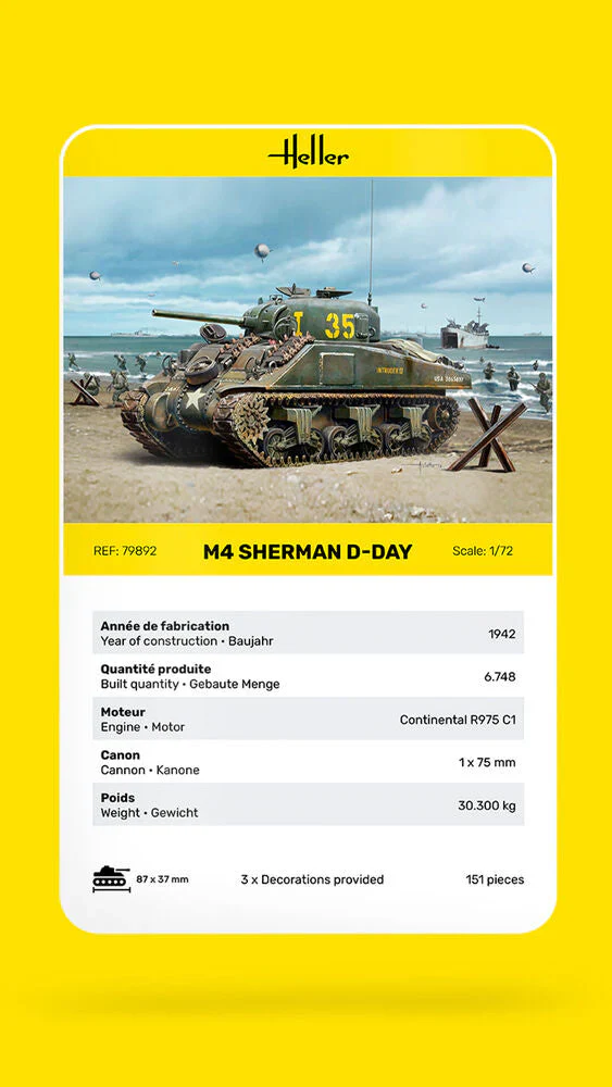 Heller - 1/72 M4 SHERMAN D-DAY - Image 5