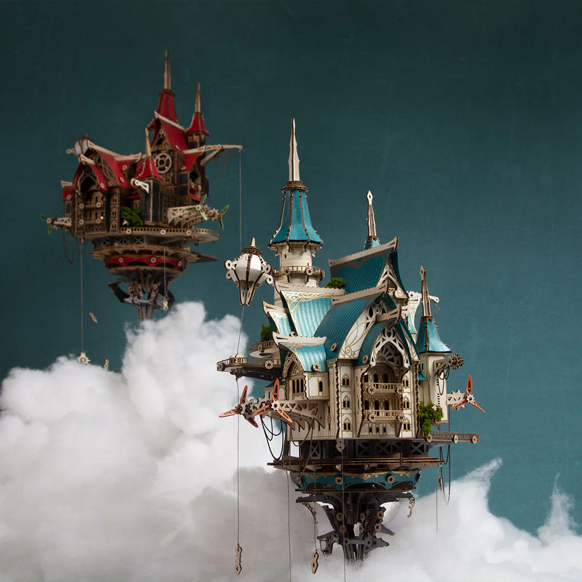 HowCat Fantasy Steam Castle 3d Wooden Puzzle - Image 11