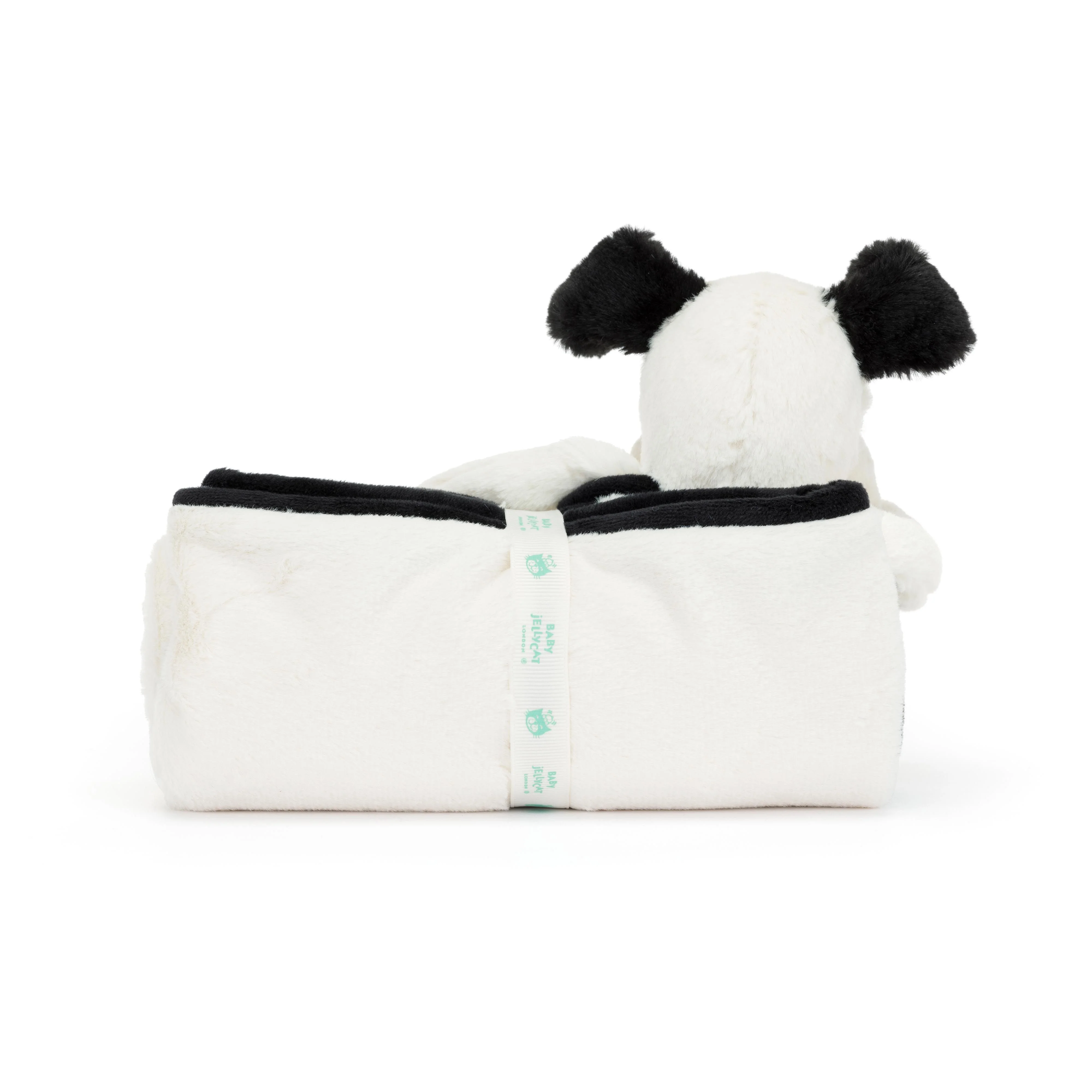 JELLYCAT BASHFUL BLACK & CREAM PUPPY BLANKIE 9X70X56CM - Image 5
