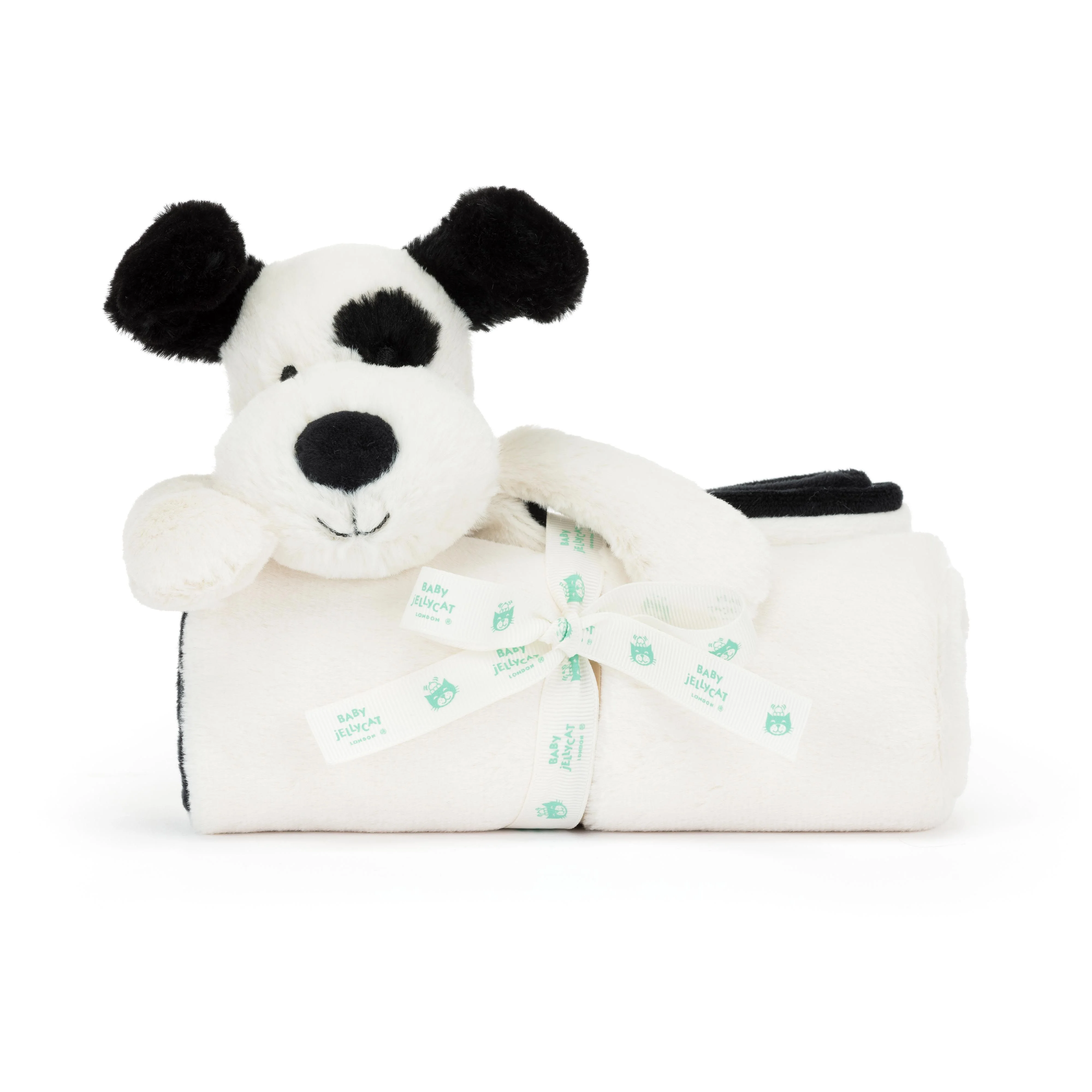 JELLYCAT BASHFUL BLACK & CREAM PUPPY BLANKIE 9X70X56CM - Image 6