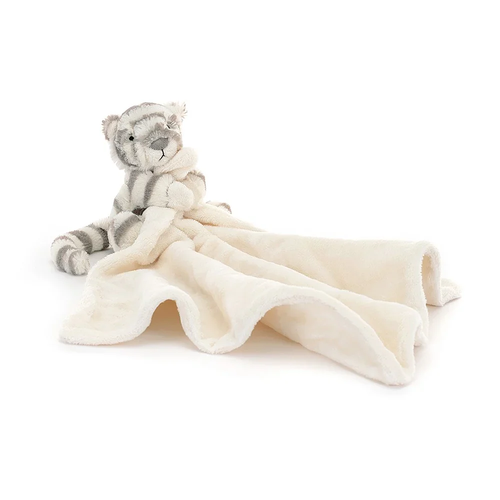 JELLYCAT BASHFUL SNOW TIGER SOOTHER GREY & WHITE 13X34X34 CM - Image 3
