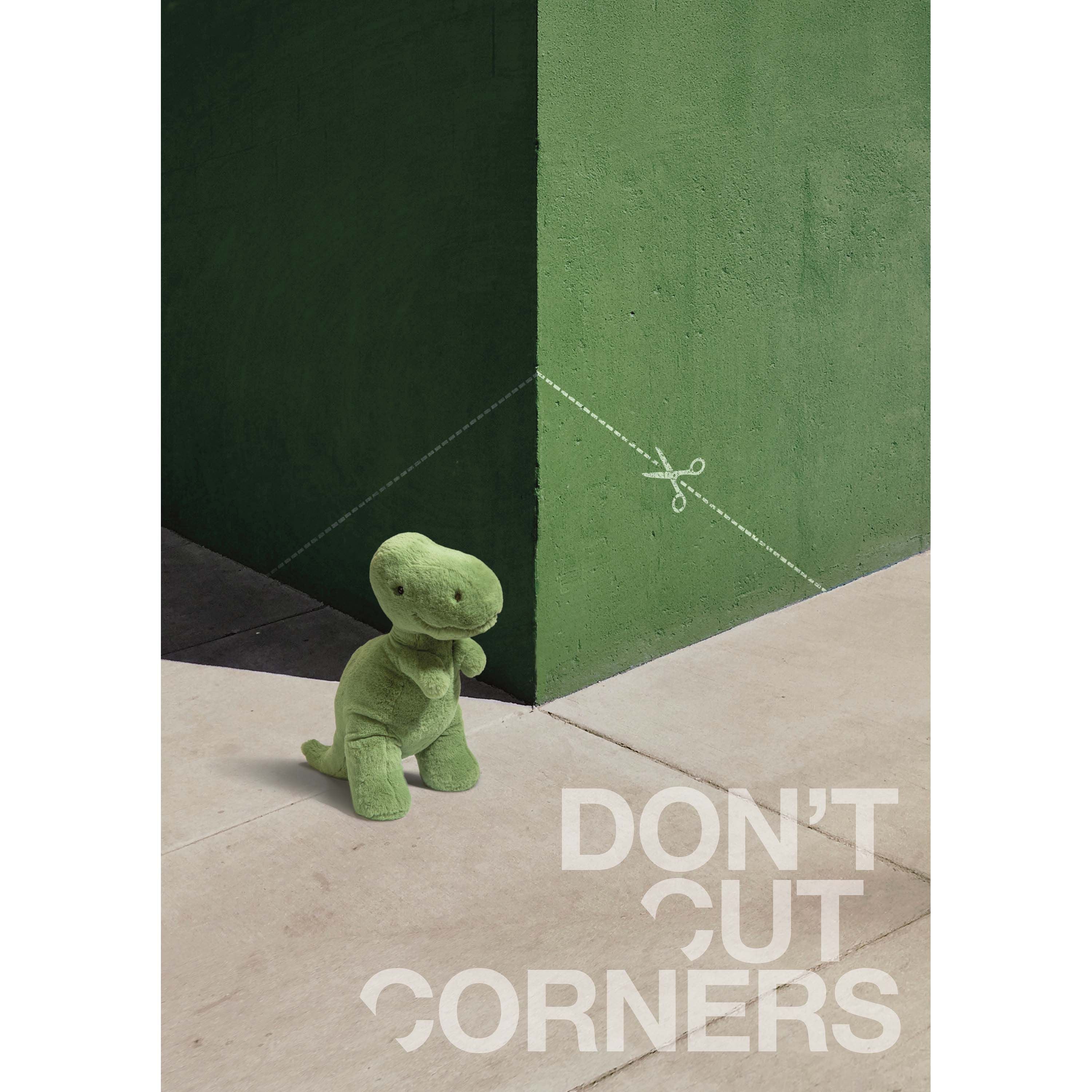 JELLYCAT FOSSILLY T-REX MEDIUM GREEN 28X14X28CM - Image 4