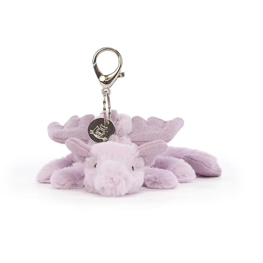 JELLYCAT LAVENDER DRAGON BAG CHARM LAVENDER & GLITTER 12X8X22 CM - Image 3