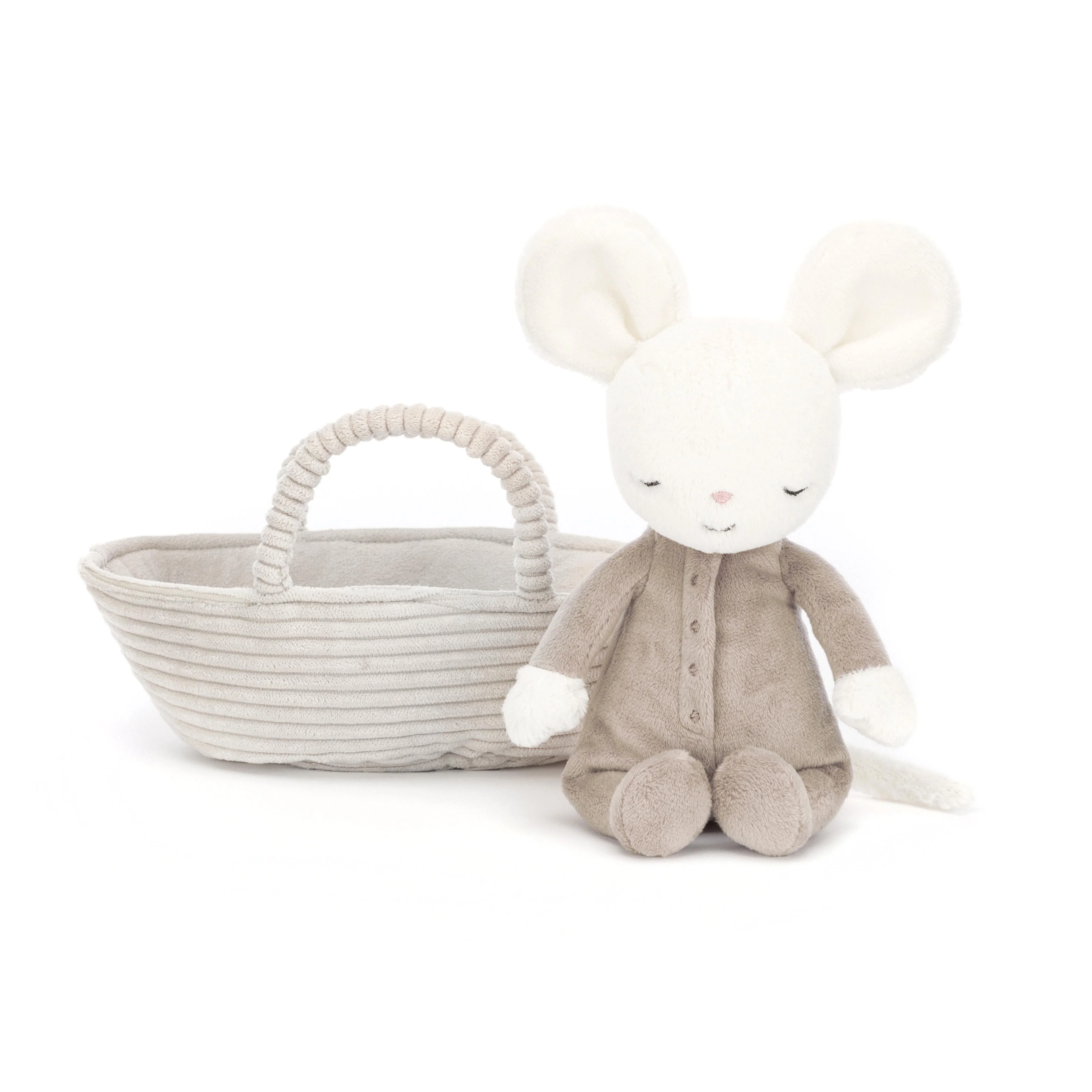 JELLYCAT ROCK-A-BYE MOUSE CREAM 11X9X19CM - Image 4