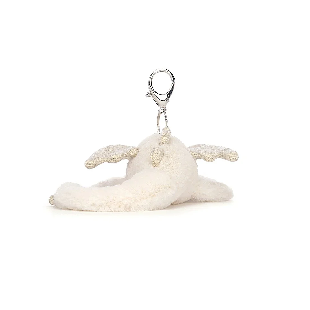 JELLYCAT SNOW DRAGON BAG CHARM CREAM & GLITTER 12X8X22 CM - Image 4