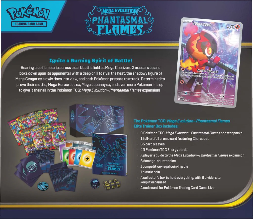 Pokemon TCG Mega Evolutions 2 Phantasmal Flames Elite Trainer Box (Limit 2 per Customer) - Image 4