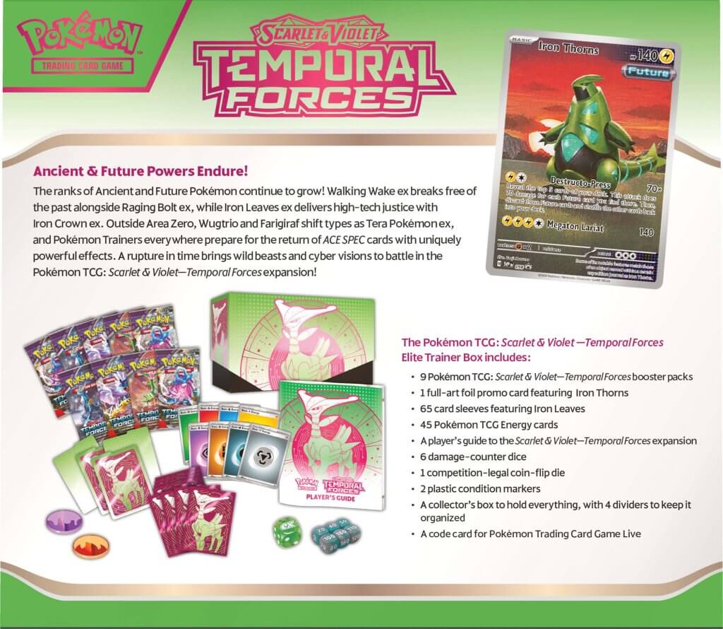Pokemon TCG: Scarlet & Violet 5 Temporal Forces Elite Trainer Box - Image 7