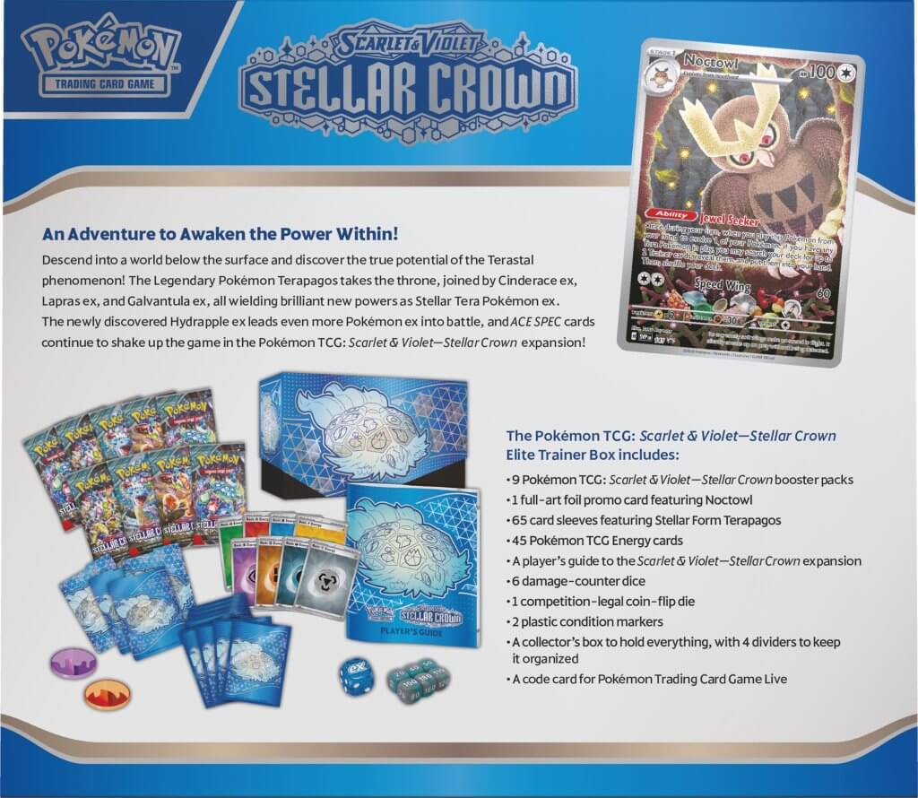Pokemon TCG: Scarlet & Violet 7 Stellar Crown Elite Trainer Box - Image 3