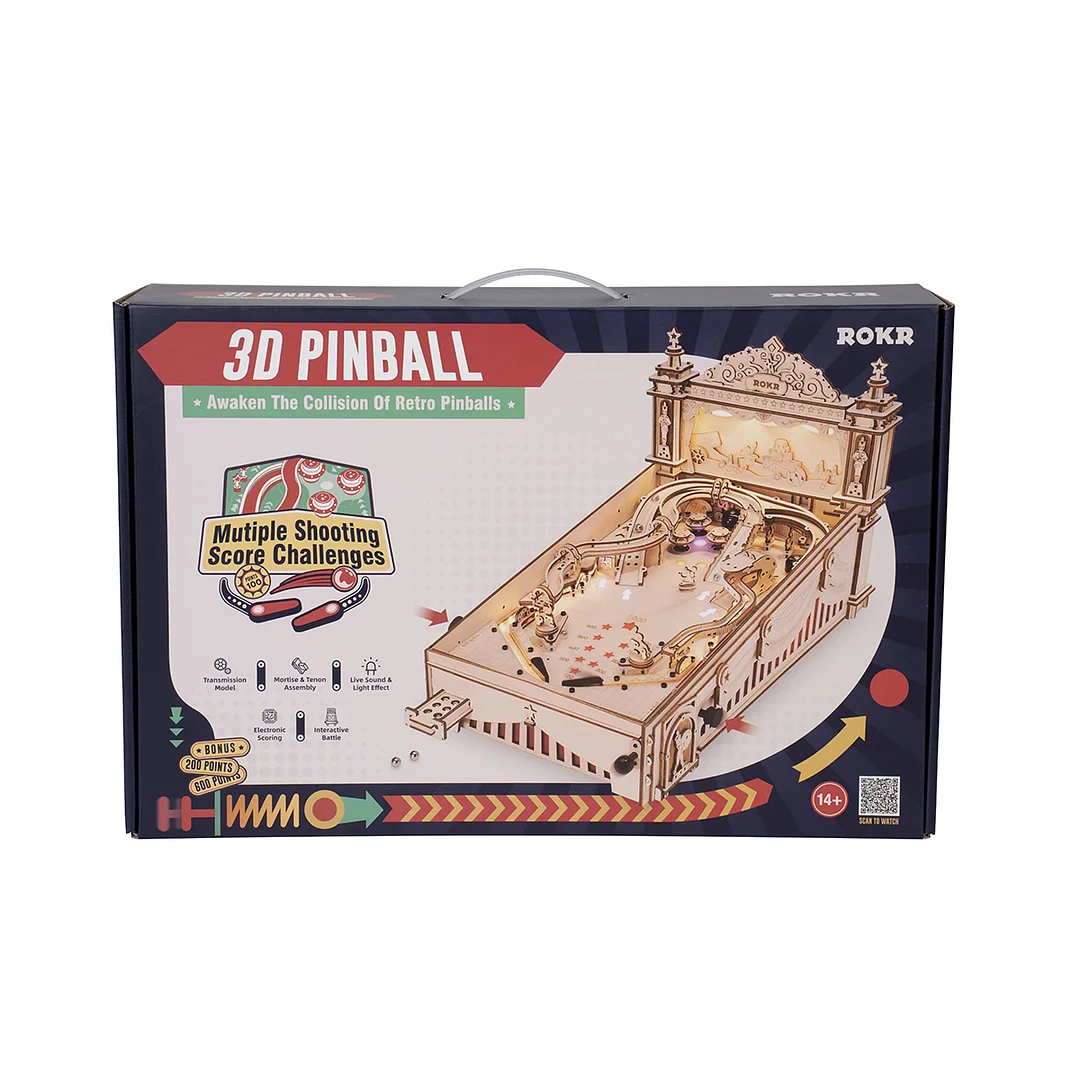 Robotime ROKR 3D Pinball Machine 3D Wooden Puzzle EG01 (Back Order) - Image 7