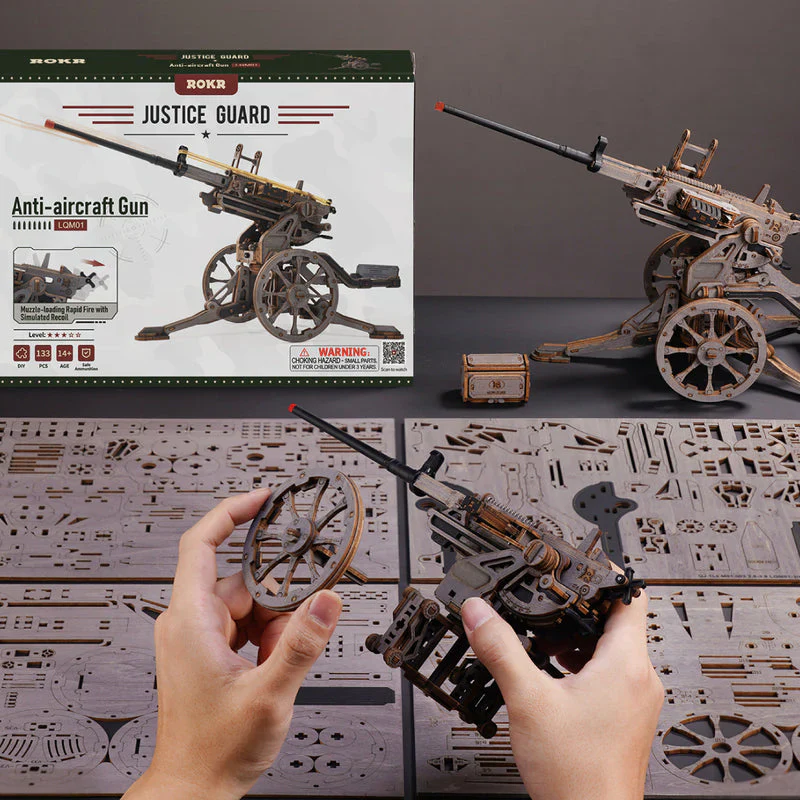 Robotime ROKR Anti-aircraft Gun Wooden 3D Puzzle LQM01 - Image 6