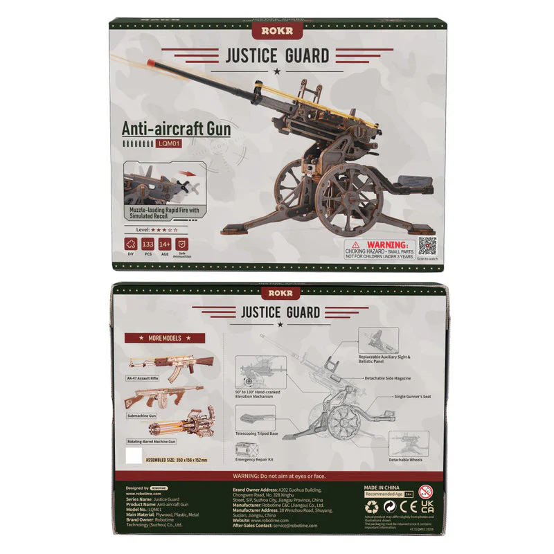 Robotime ROKR Anti-aircraft Gun Wooden 3D Puzzle LQM01 - Image 8