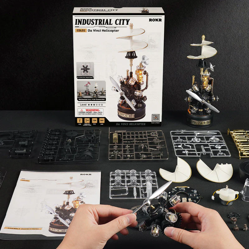 Robotime ROKR Da Vinci Helicopter Mechanical 3D Puzzle CGL01 - Image 6