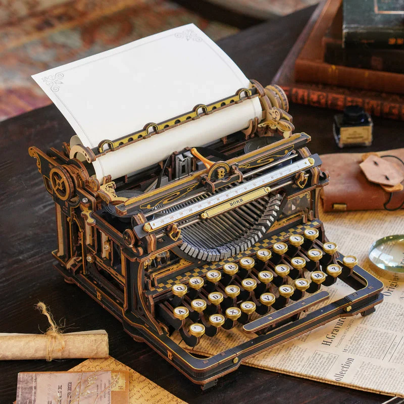 Robotime ROKR Mechanical Typewriter Wooden 3D Puzzle LK703B (Classic Version) (Back Order) - Image 2