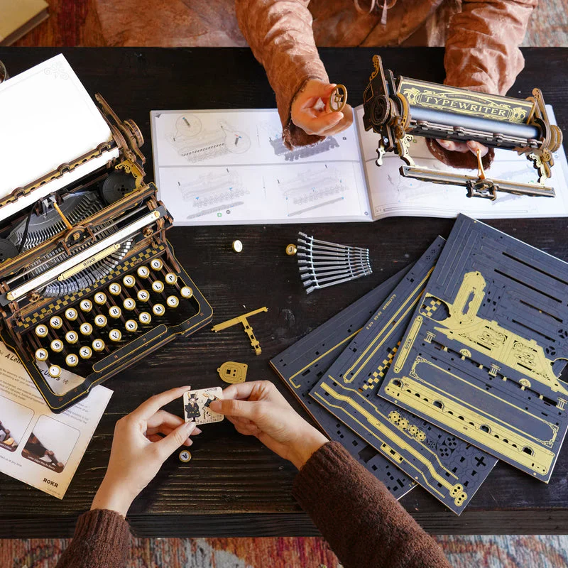 Robotime ROKR Mechanical Typewriter Wooden 3D Puzzle LK703B (Classic Version) (Back Order) - Image 4