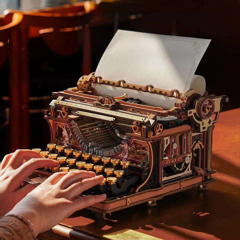 Robotime ROKR Mechanical Typewriter Wooden 3D Puzzle LK703C (Magic Version) (Back Order) - Image 2