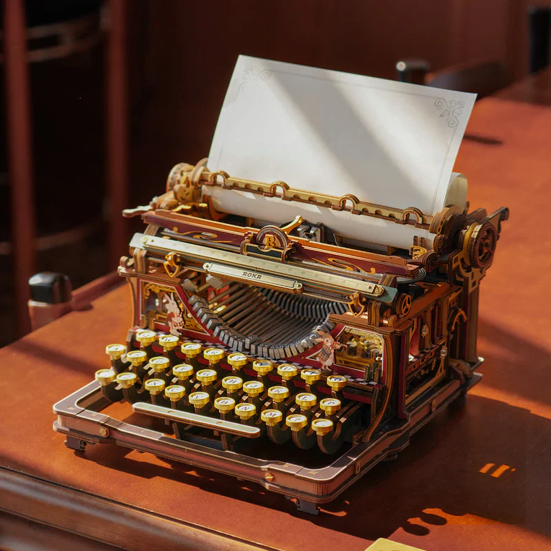 Robotime ROKR Mechanical Typewriter Wooden 3D Puzzle LK703C (Magic Version) (Back Order) - Image 3