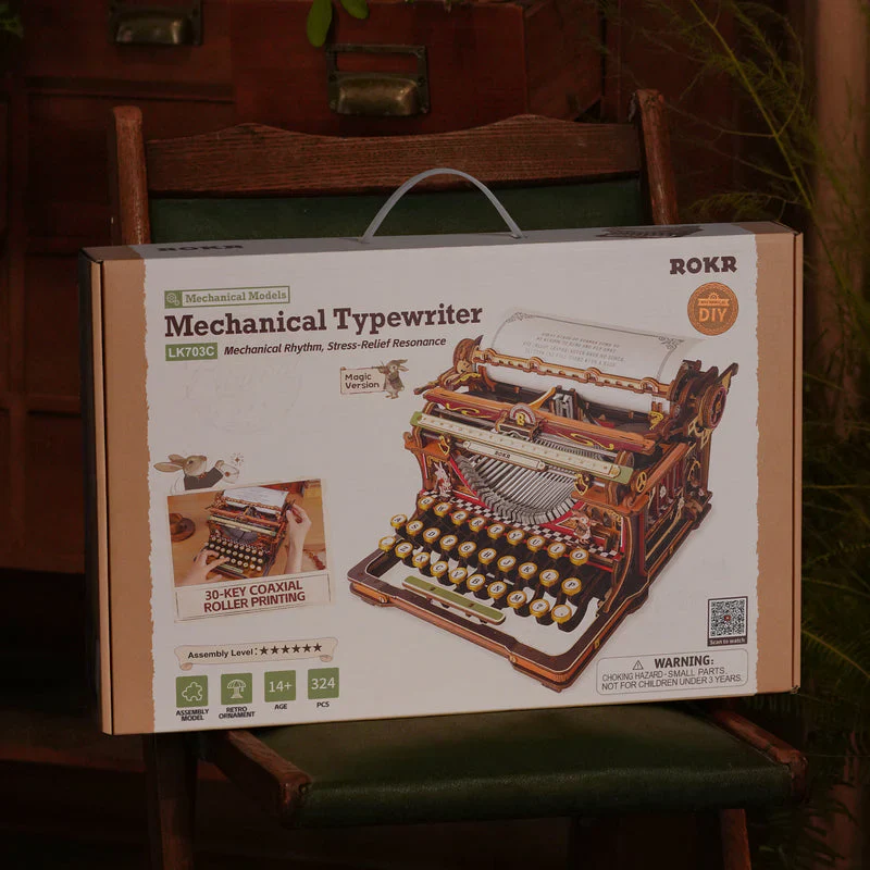 Robotime ROKR Mechanical Typewriter Wooden 3D Puzzle LK703C (Magic Version) (Back Order) - Image 9
