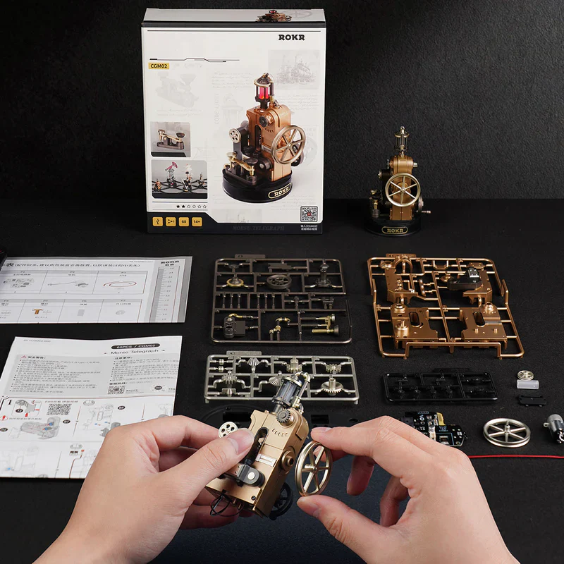 Robotime ROKR Morse Telegraph Mechanical 3D Puzzle CGM02 (Back Order) - Image 6