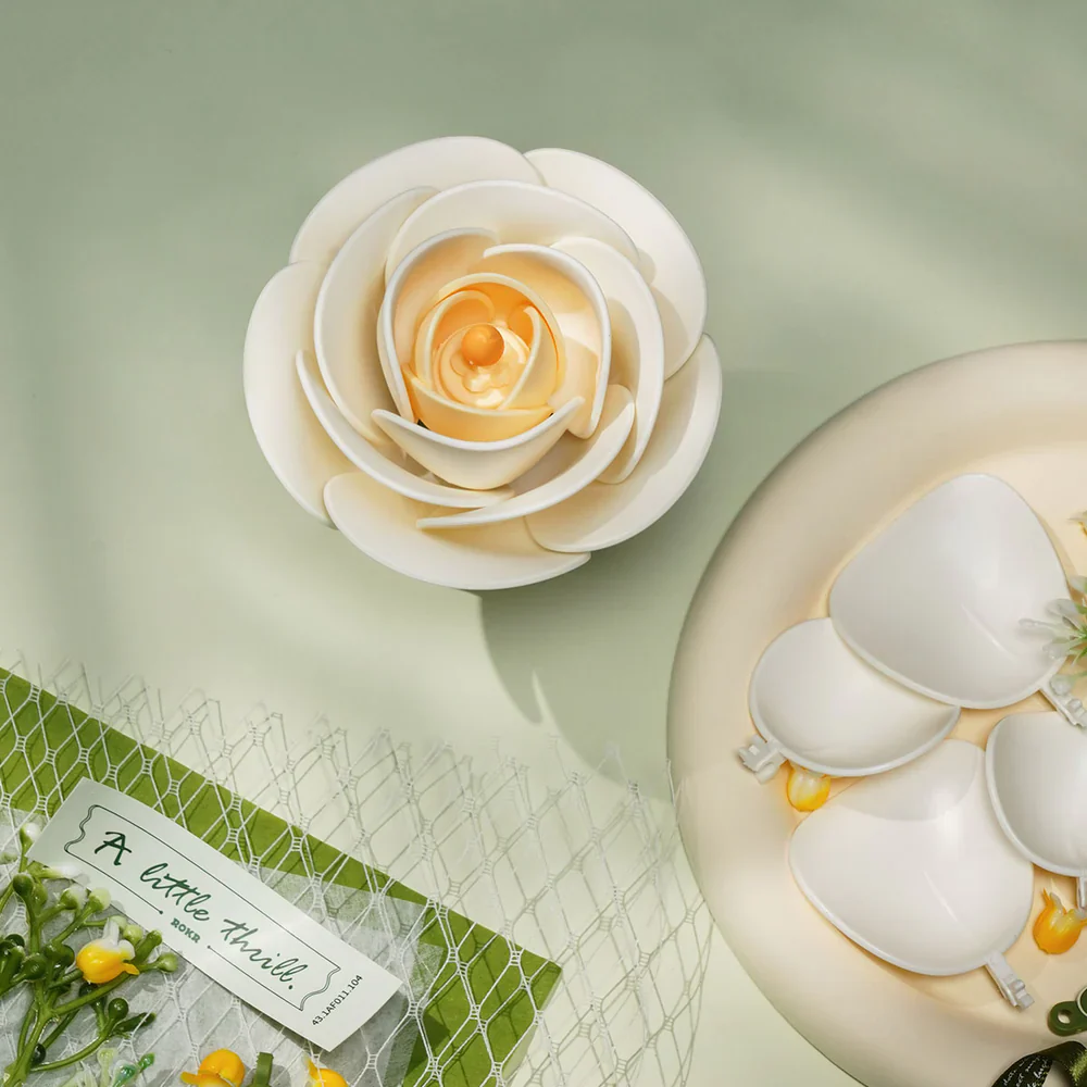 Robotime ROKR White Camellia DIY 3D Puzzle Model AF011 - Image 5