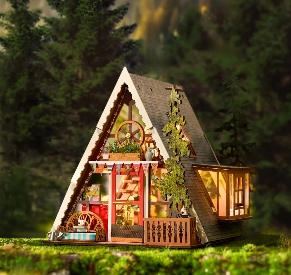 Robotime  Rolife A-Frame Cabin DIY Miniature House DG181 - Image 2