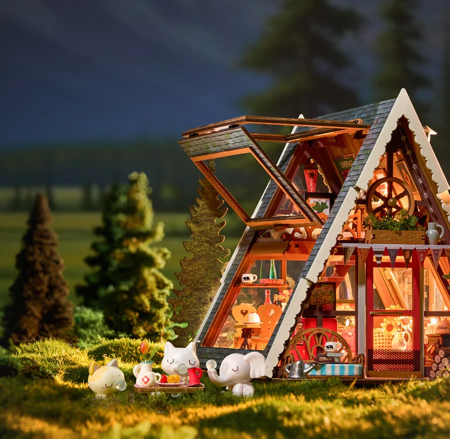 Robotime  Rolife A-Frame Cabin DIY Miniature House DG181 - Image 3