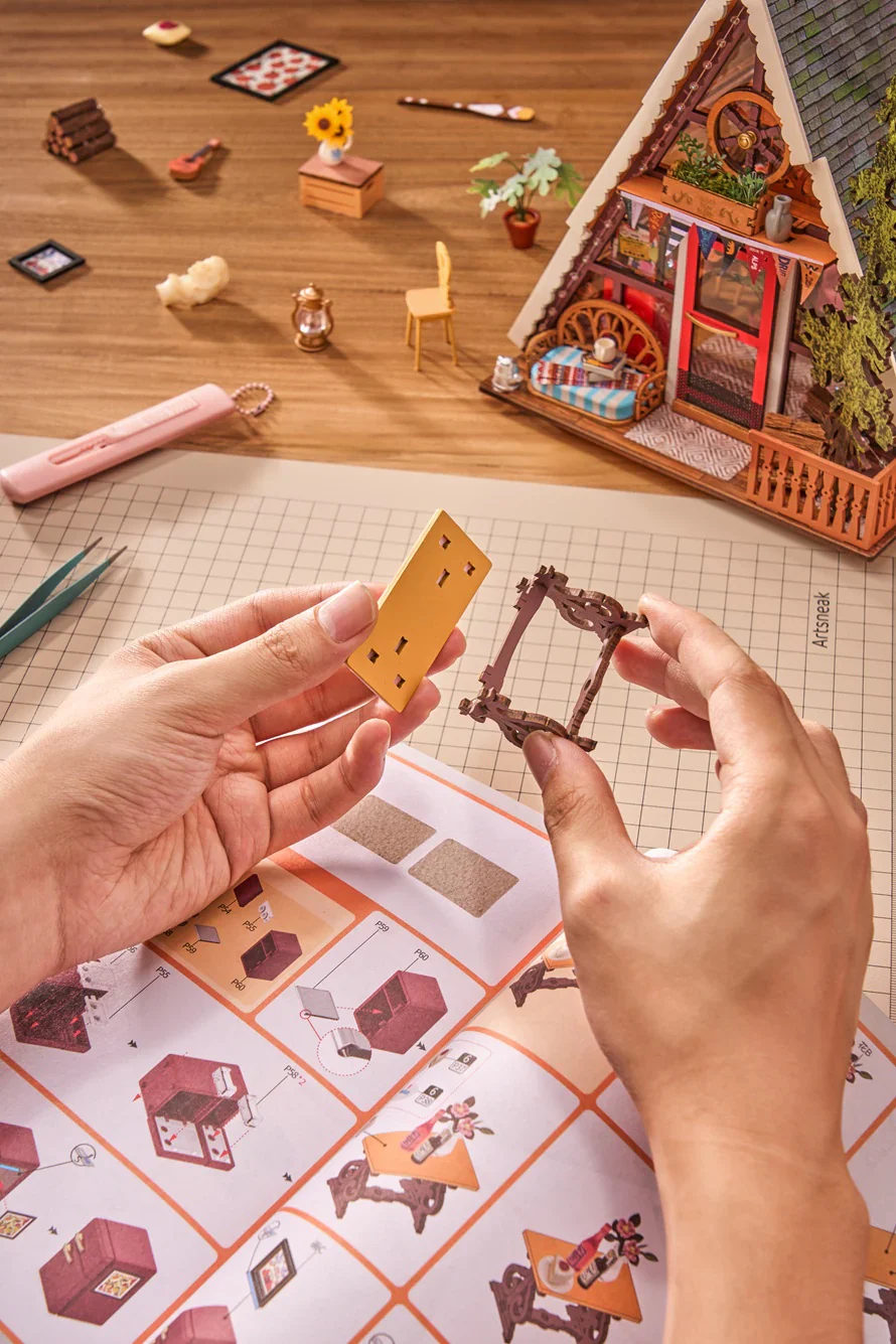 Robotime  Rolife A-Frame Cabin DIY Miniature House DG181 - Image 7