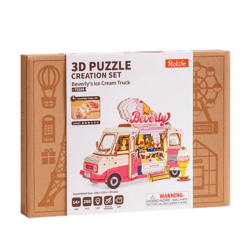 Robotime Rolife Beverly's Ice Cream Truck 3D Wooden Puzzle TGS06 (Pre-Order) - Image 7