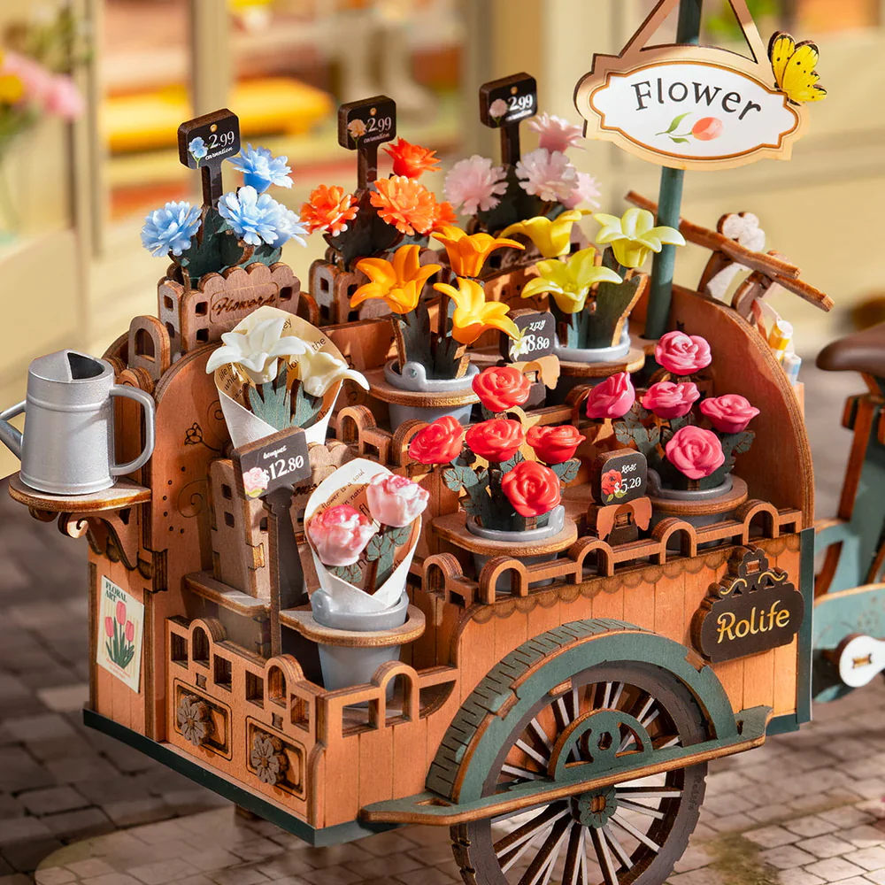 Robotime Rolife Blossom Cart 3D Wooden Puzzle TGS03 - Image 3