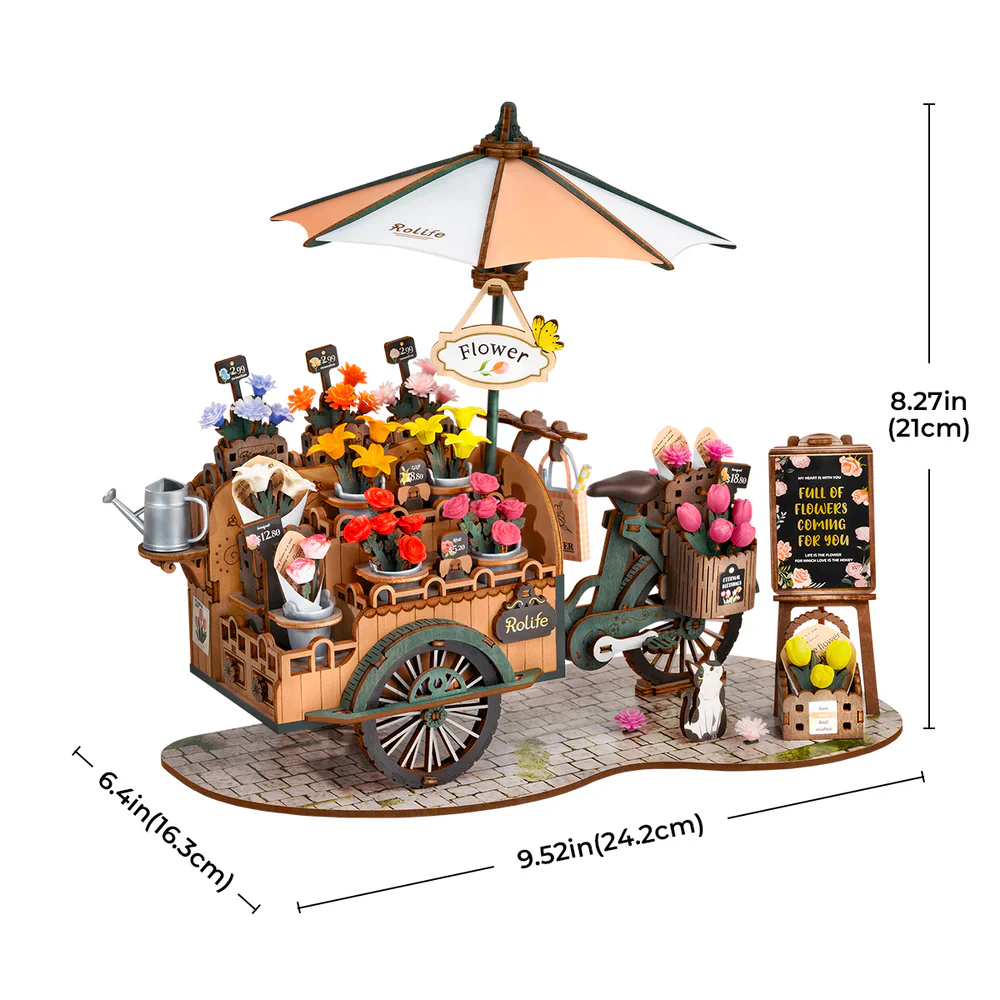 Robotime Rolife Blossom Cart 3D Wooden Puzzle TGS03 - Image 6