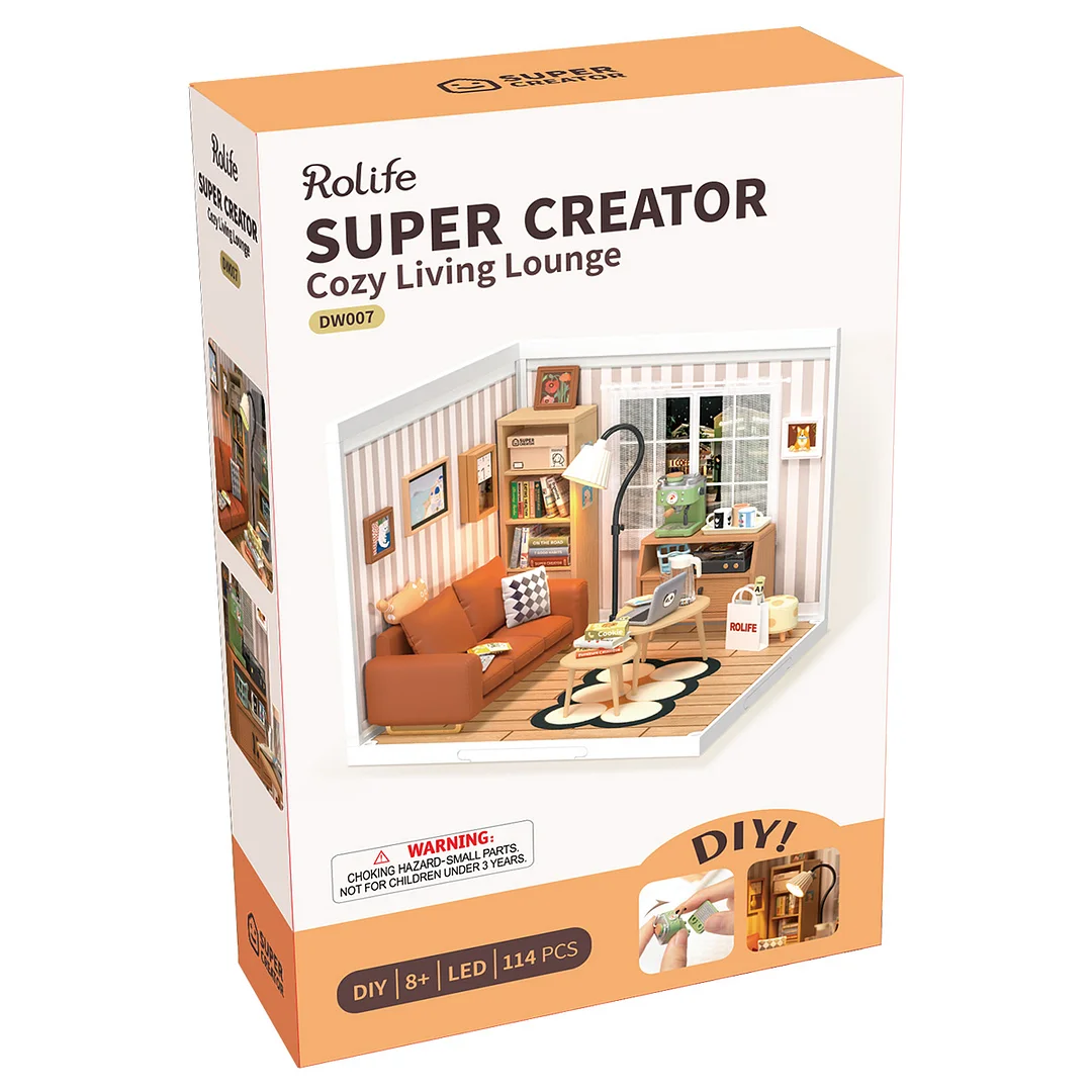 Robotime Rolife Cozy Living Lounge DIY Plastic Miniature House DW007 - Image 8
