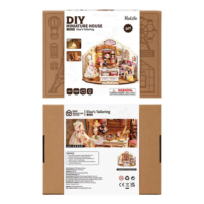 Robotime Rolife Elsa's Tailoring DIY Miniature House DG178 - Image 7