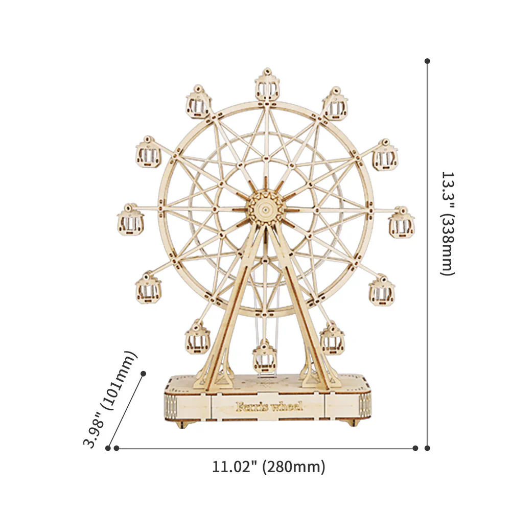 Robotime Rolife Ferris Wheel 3D Wooden Puzzle Music Box TGN01 - Image 5