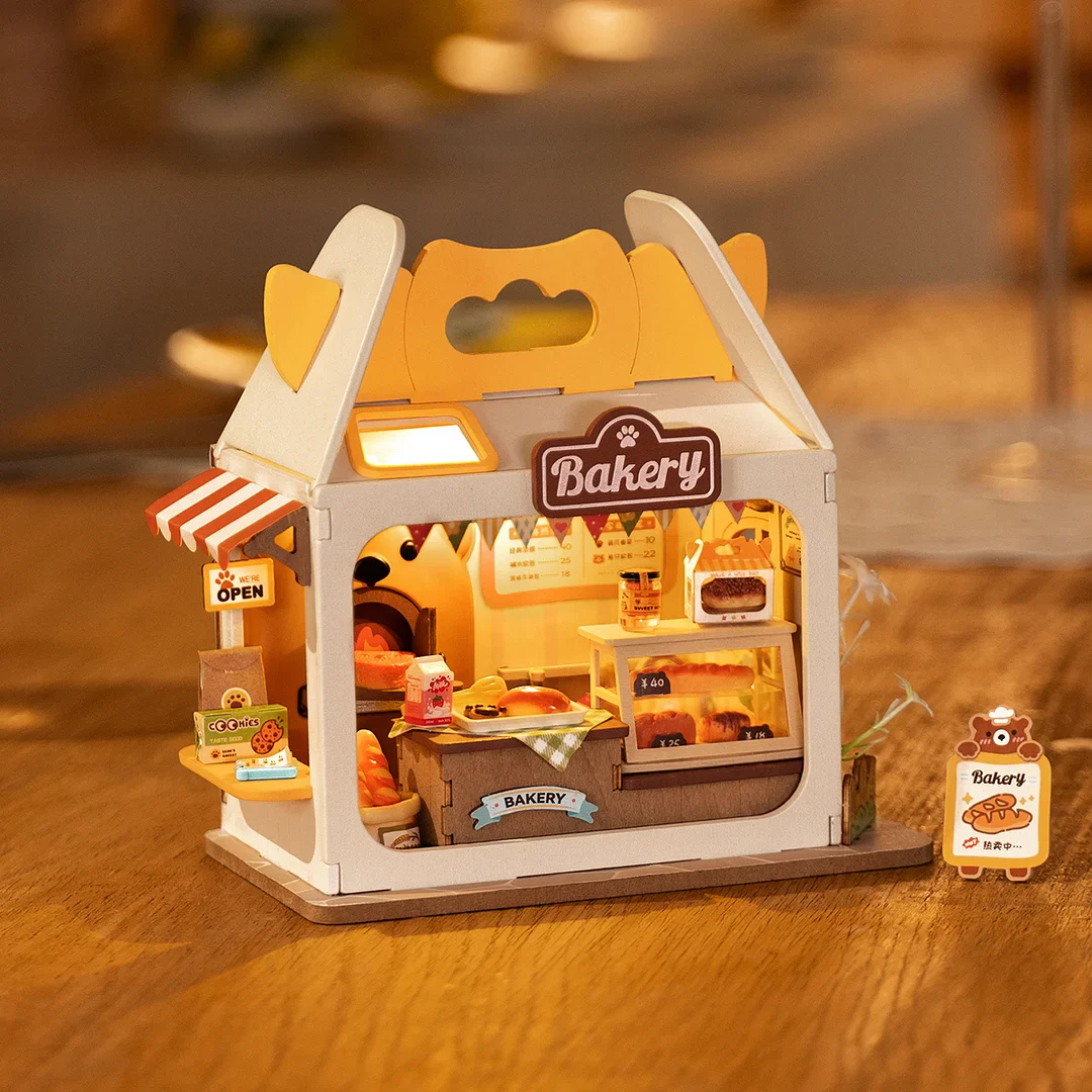 Robotime Rolife Teddy's Bread Food Box Shop DIY Miniature House Kit DS033 - Image 2