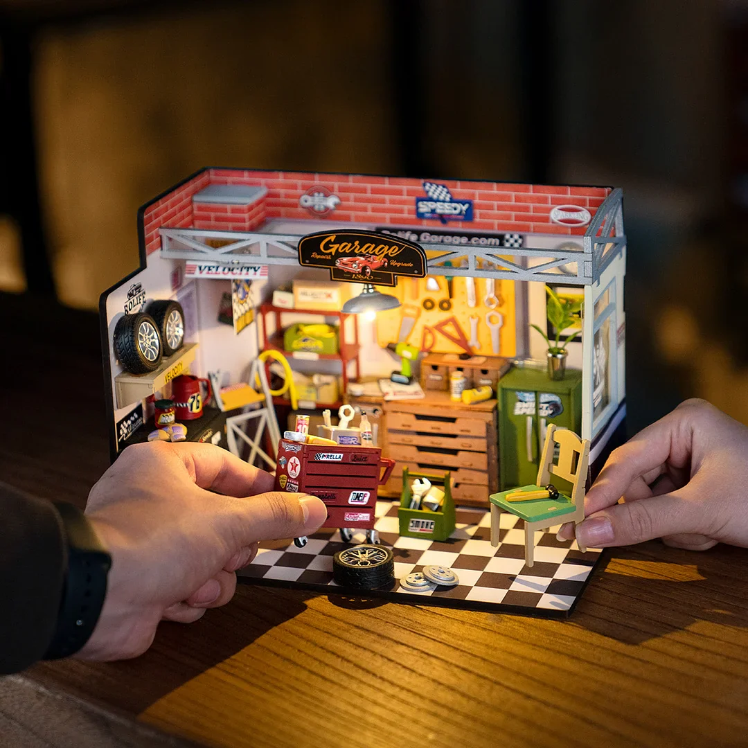 Robotime Rolife Garage Workshop DIY Miniature House Kit DG165 (Back Order) - Image 6