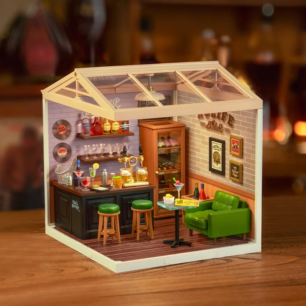Robotime Rolife Leisurely Cheers Bar DIY Plastic Miniature House DW012 - Image 3