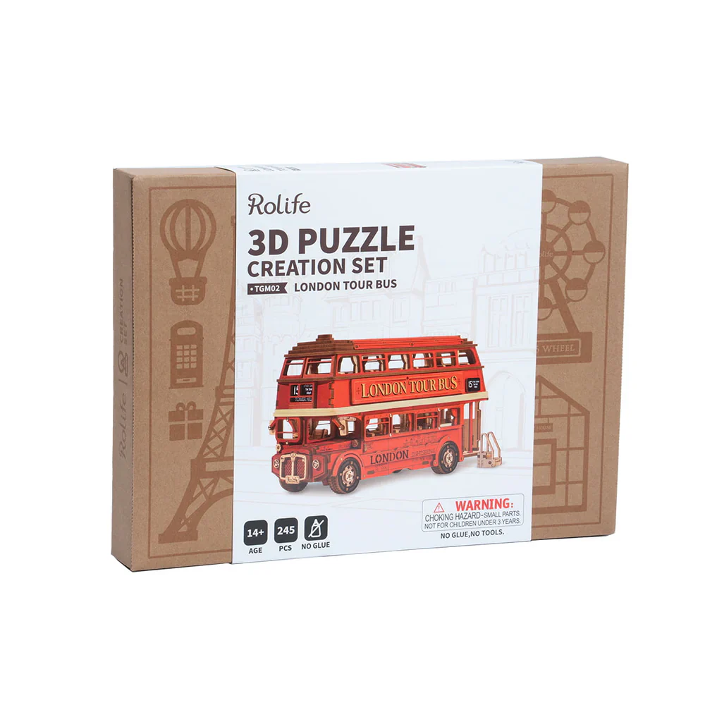 Robotime Rolife London Tour Bus 3D Wooden Puzzle TGM02 - Image 7