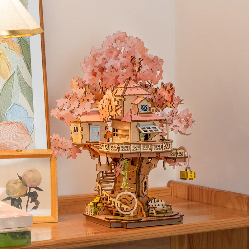 Robotime Rolife Sakura Tree House 3D Wooden Puzzle TGS04 - Image 4