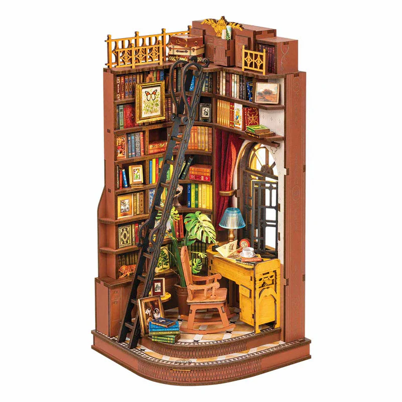 Robotime Rolife Silent Corner Study DIY Book Nook Shelf Insert TGE02