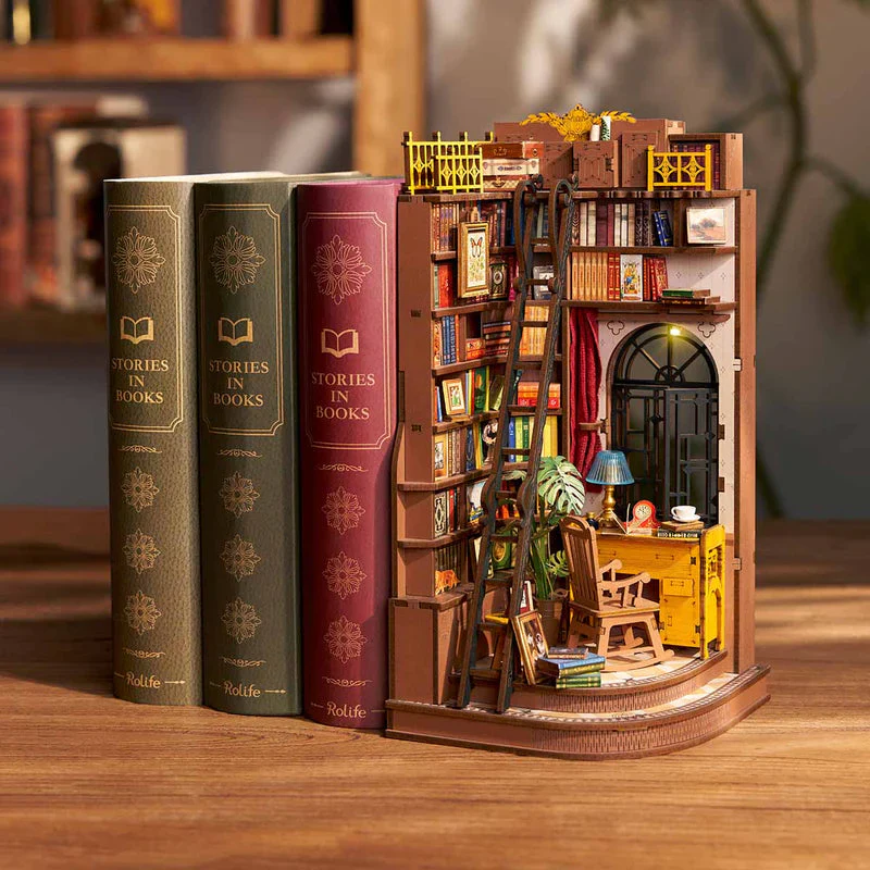 Robotime Rolife Silent Corner Study DIY Book Nook Shelf Insert TGE02 - Image 3