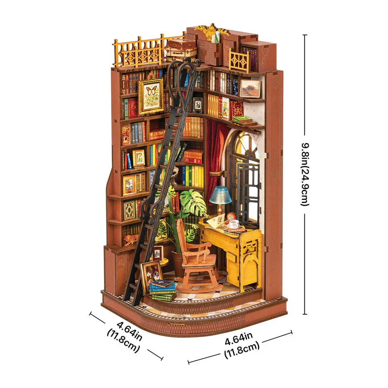 Robotime Rolife Silent Corner Study DIY Book Nook Shelf Insert TGE02 - Image 6
