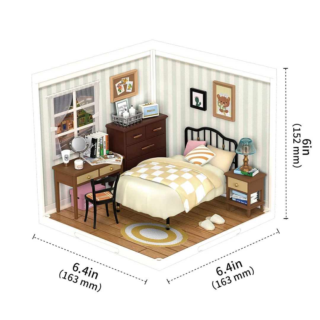 Robotime Rolife Sweet Dream Bedroom DIY Plastic Miniature House DW009 - Image 7