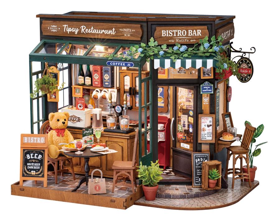 Robotime Rolife Tipsy Restaurant House DIY Miniature House Kit DG167 (Back Order)